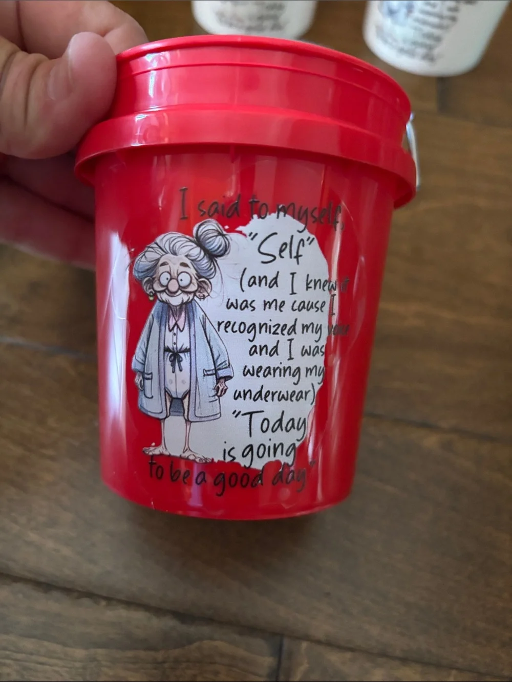Funny Quote Cartoon Buckets - Red or  White